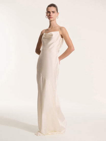 Koko Satin Dress in Ivory
