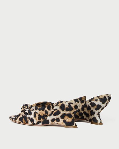 Marsy Leopard Silk Knot Wedge